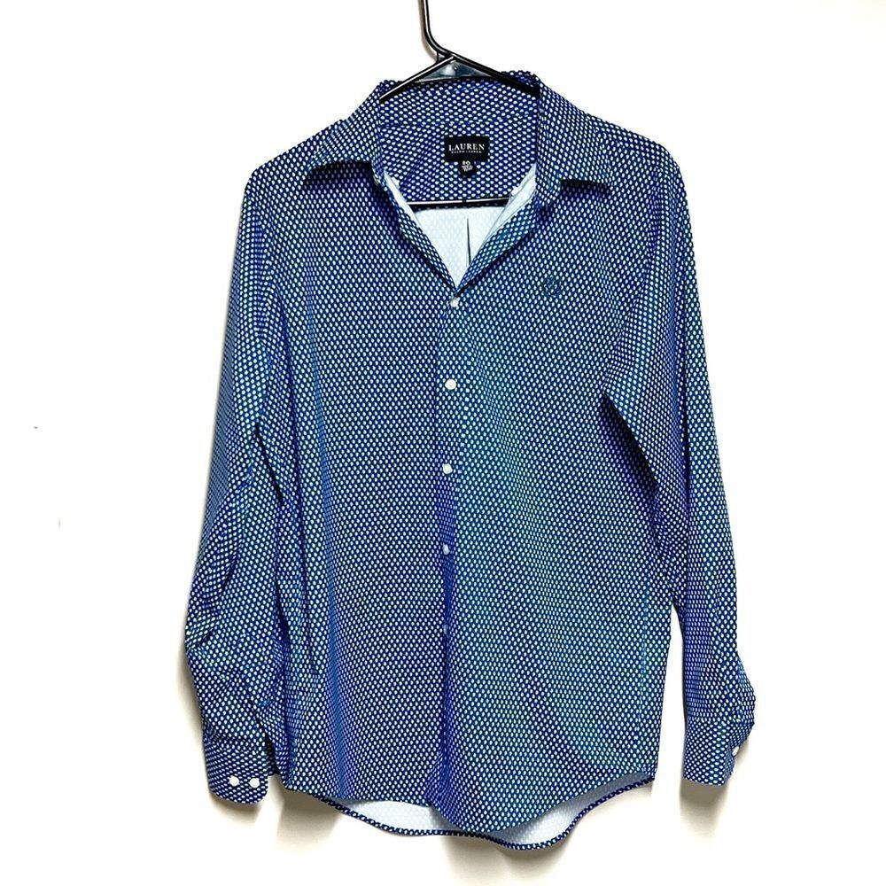 New Ralph Lauren Black Label Blue Button Front Logo Chest Dress Shirt Boys Sz 20